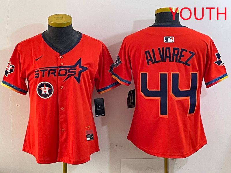 Youth Houston Astros #44 Alvarez Orange Fourth generation Joint Name Nike 2025 MLB Jersey style 7->youth mlb jersey->Youth Jersey